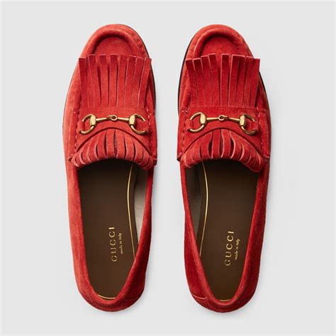 suede gucci loafers women's|gucci fringe loafer.